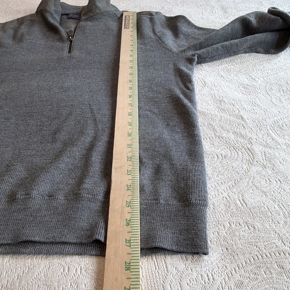 Jim Nantz by vineyard vines Men's M Gray Solid Knit 1/4 Zip Mock Neck Sweater - Picture 4 of 7